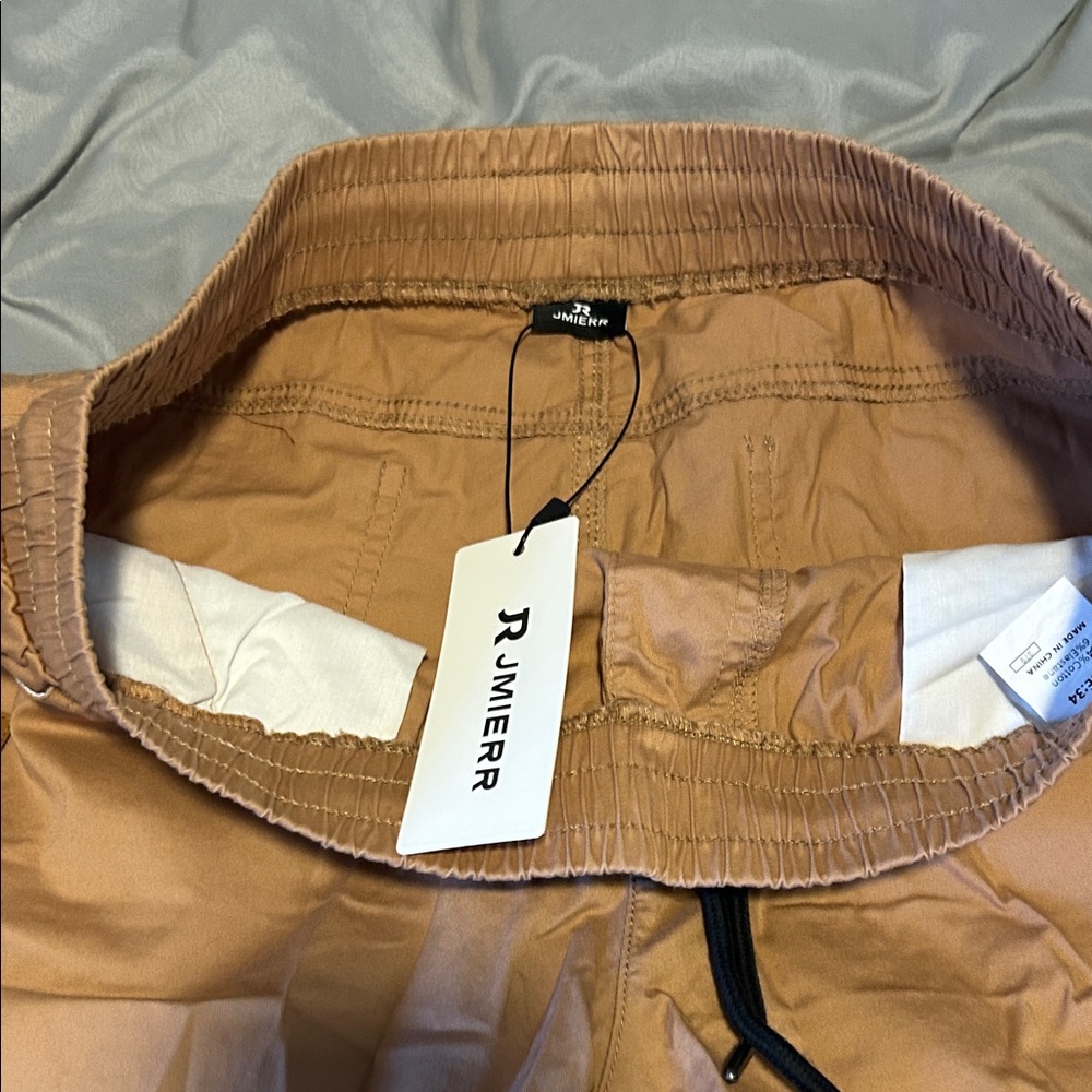 Men's Tan Drawstring Shorts - Picture 4 of 5